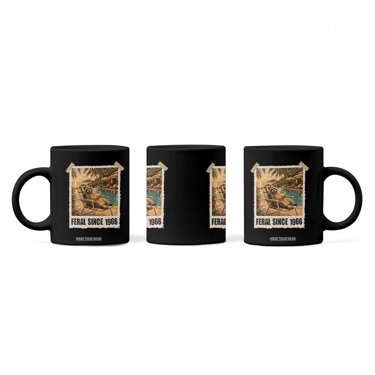 Funny Raccoon Feral Since 1966 60th Birthday Coffee Mug Vintage 60 Year Old Gift