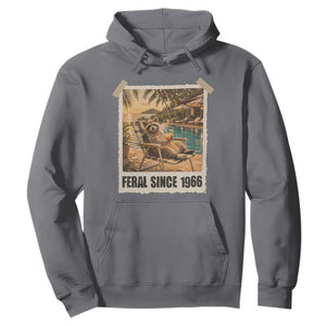 Funny Raccoon Feral Since 1966 60th Birthday Hoodie Vintage 60 Year Old Gift