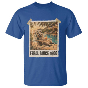 Funny Raccoon Feral Since 1966 60th Birthday T Shirt Vintage 60 Year Old Gift