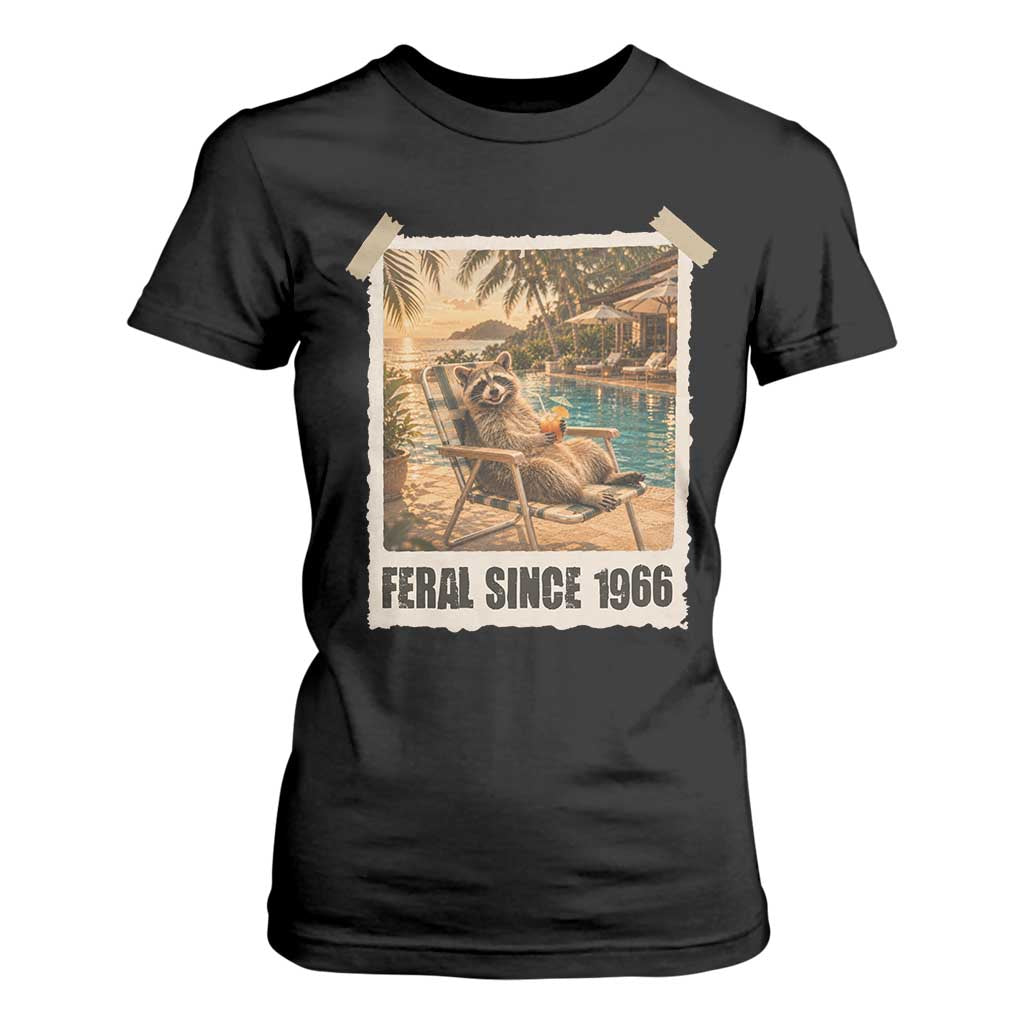 Funny Raccoon Feral Since 1966 60th Birthday T Shirt For Women Vintage 60 Year Old Gift