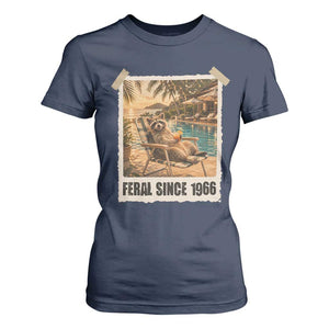 Funny Raccoon Feral Since 1966 60th Birthday T Shirt For Women Vintage 60 Year Old Gift