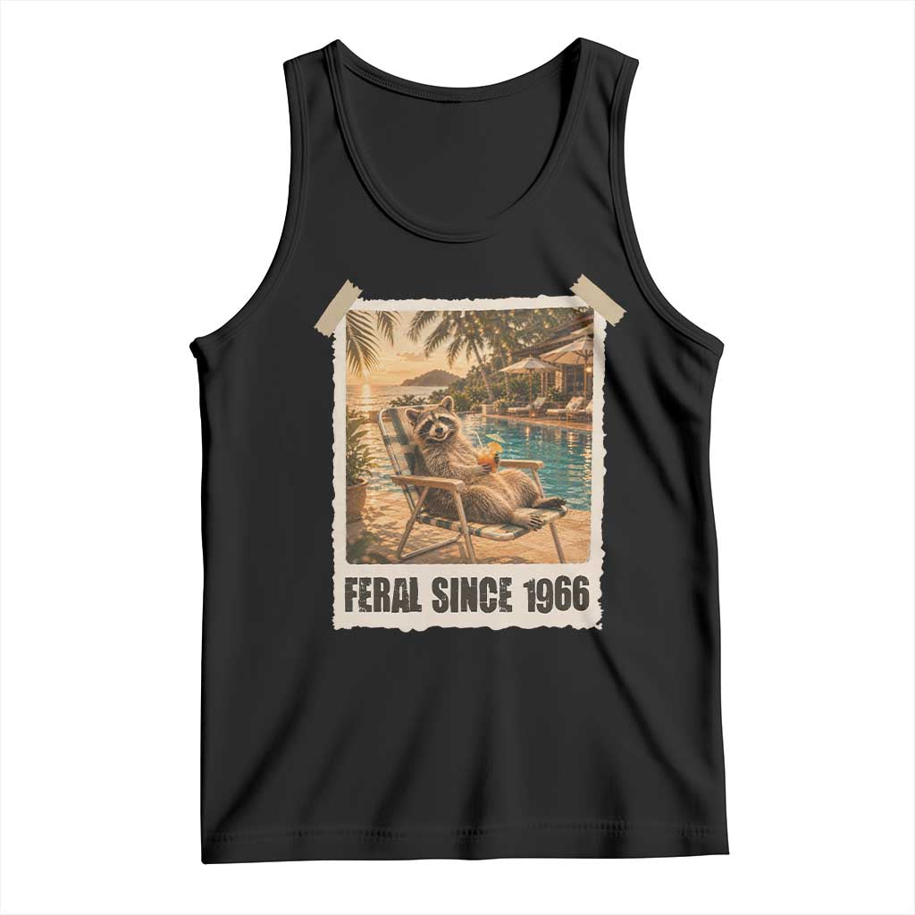 Funny Raccoon Feral Since 1966 60th Birthday Tank Top Vintage 60 Year Old Gift TS10 Black Print Your Wear