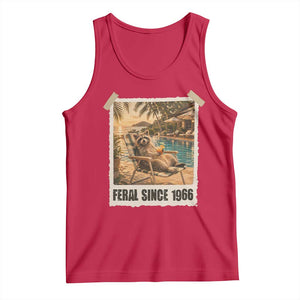 Funny Raccoon Feral Since 1966 60th Birthday Tank Top Vintage 60 Year Old Gift