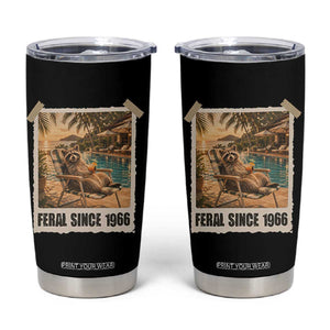 Funny Raccoon Feral Since 1966 60th Birthday Tumbler Cup Vintage 60 Year Old Gift