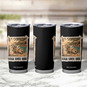 Funny Raccoon Feral Since 1966 60th Birthday Tumbler Cup Vintage 60 Year Old Gift