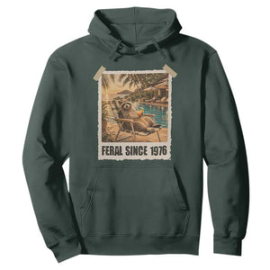 Funny Raccoon Feral Since 1976 50th Birthday Hoodie Vintage 50 Year Old Gift