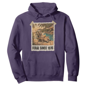 Funny Raccoon Feral Since 1976 50th Birthday Hoodie Vintage 50 Year Old Gift