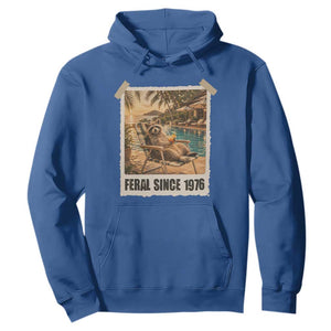 Funny Raccoon Feral Since 1976 50th Birthday Hoodie Vintage 50 Year Old Gift
