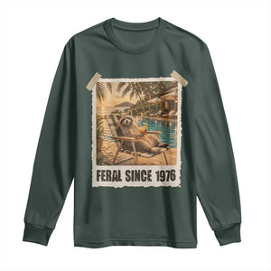 Funny Raccoon Feral Since 1976 50th Birthday Long Sleeve Shirt Vintage 50 Year Old Gift