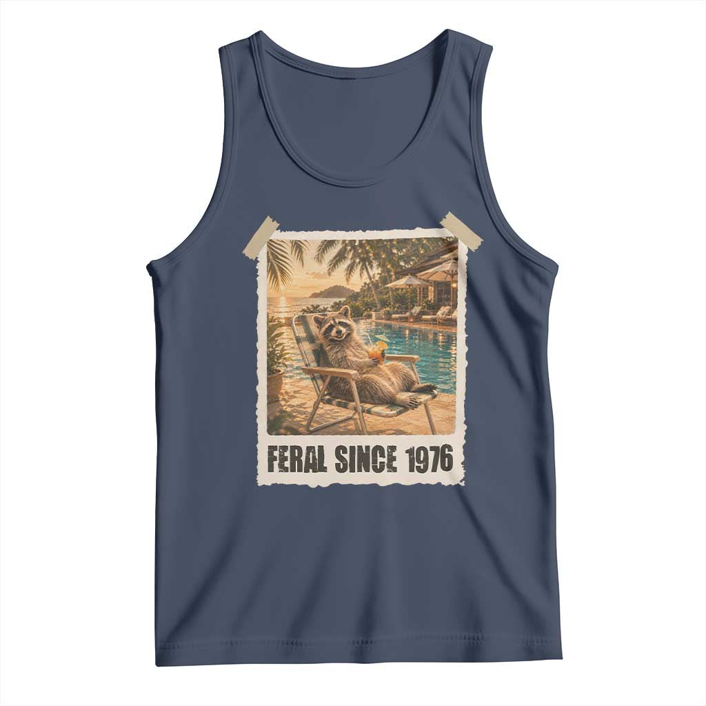 Funny Raccoon Feral Since 1976 50th Birthday Tank Top Vintage 50 Year Old Gift