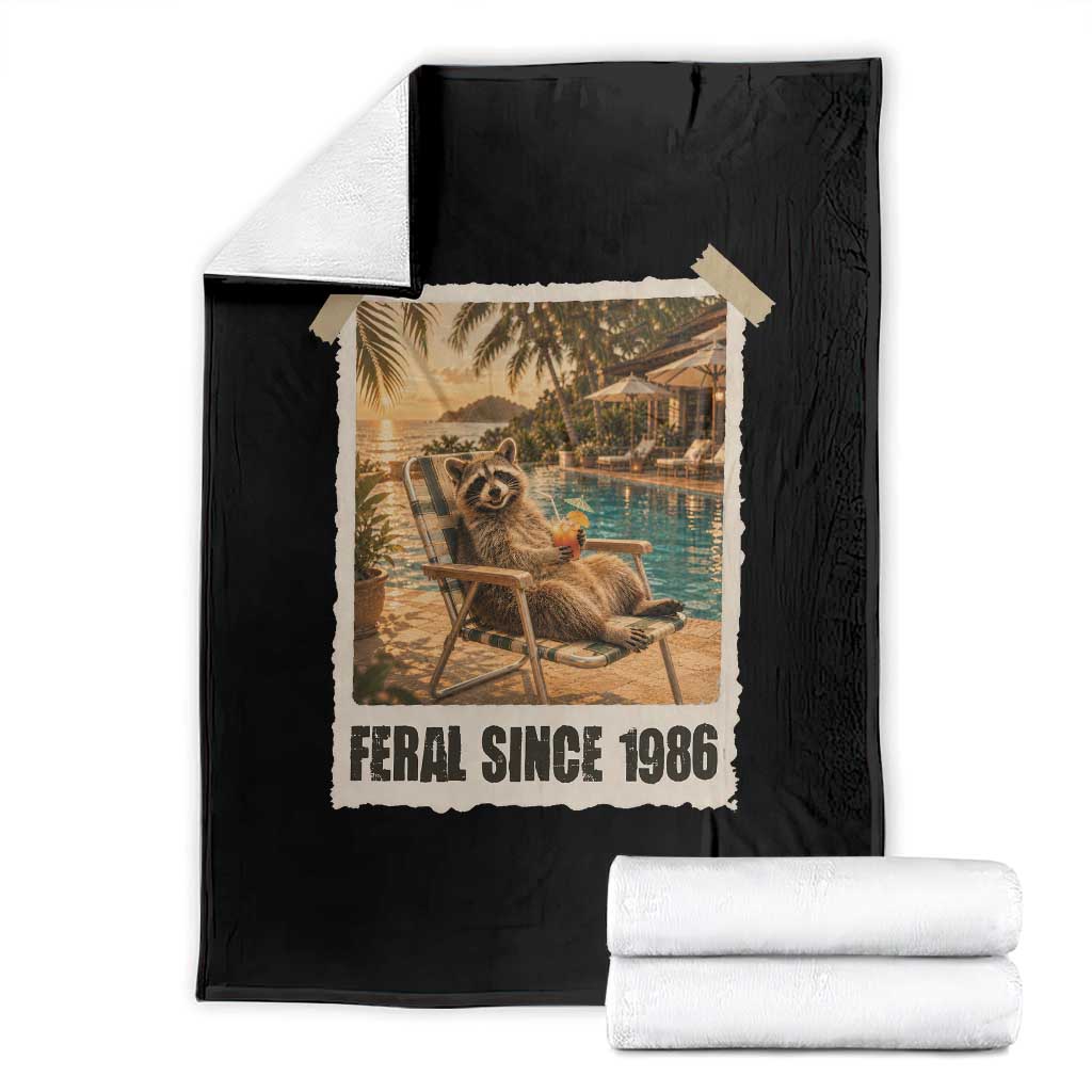 Funny Raccoon Feral Since 1986 40th Birthday Throw Blanket Vintage 40 Year Old Gift TS10 Black Print Your Wear