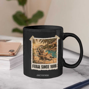 Funny Raccoon Feral Since 1986 40th Birthday Coffee Mug Vintage 40 Year Old Gift