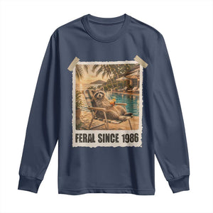 Funny Raccoon Feral Since 1986 40th Birthday Long Sleeve Shirt Vintage 40 Year Old Gift