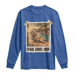 Funny Raccoon Feral Since 1986 40th Birthday Long Sleeve Shirt Vintage 40 Year Old Gift