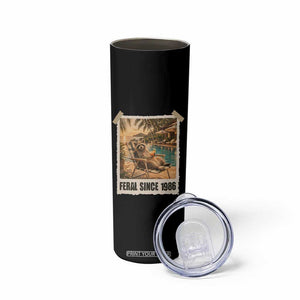 Funny Raccoon Feral Since 1986 40th Birthday Skinny Tumbler Vintage 40 Year Old Gift