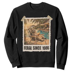Funny Raccoon Feral Since 1986 40th Birthday Sweatshirt Vintage 40 Year Old Gift