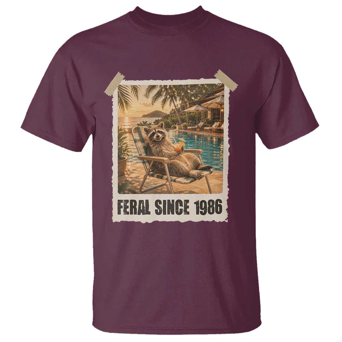 Funny Raccoon Feral Since 1986 40th Birthday T Shirt Vintage 40 Year Old Gift