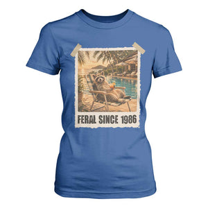 Funny Raccoon Feral Since 1986 40th Birthday T Shirt For Women Vintage 40 Year Old Gift