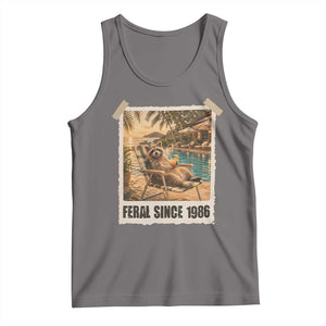 Funny Raccoon Feral Since 1986 40th Birthday Tank Top Vintage 40 Year Old Gift
