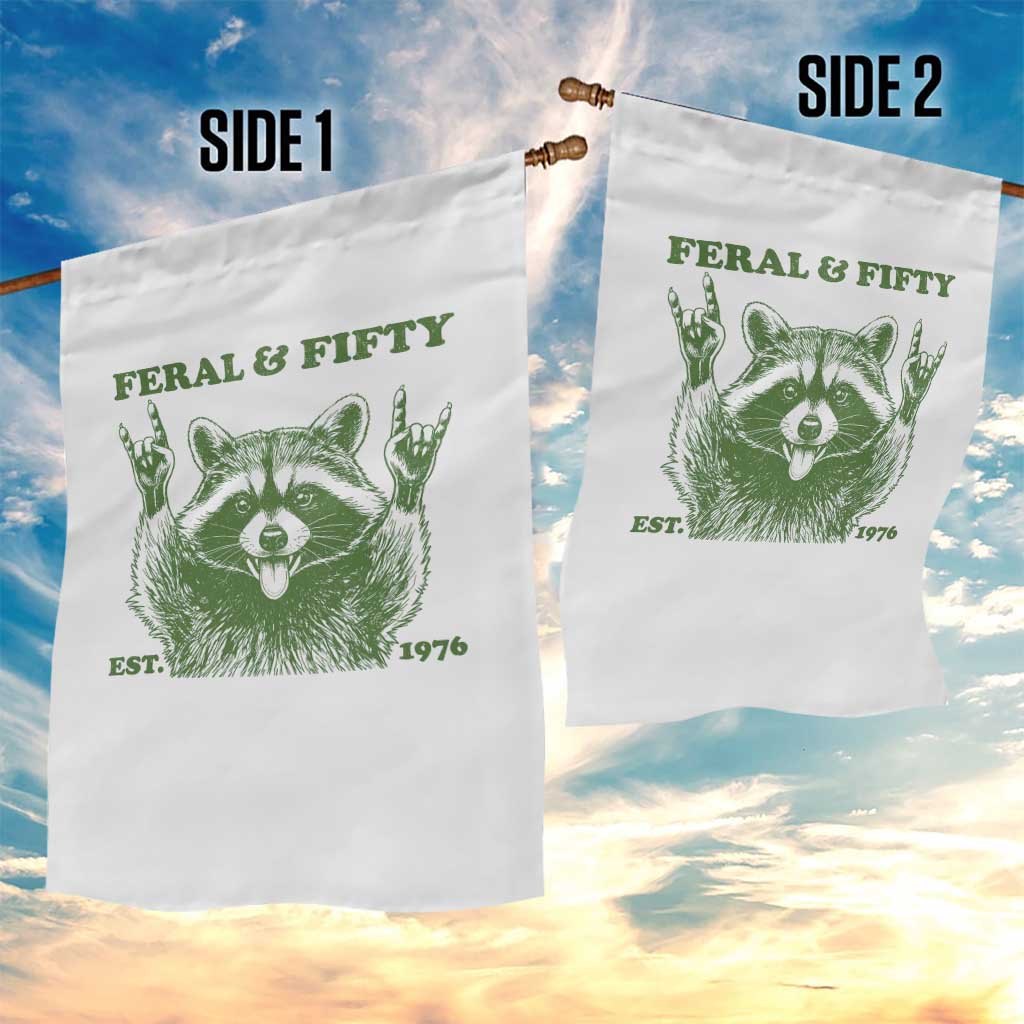 Raccoon 50th Birthday Garden Flag Funny Feral And Fifty Vintage 1976 50 Year Old Gift TS10 Print Your Wear