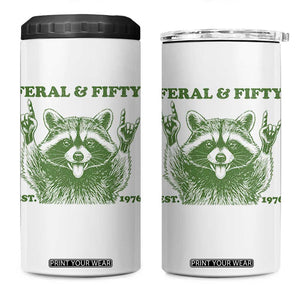 Raccoon 50th Birthday 4 in 1 Can Cooler Tumbler Funny Feral And Fifty Vintage 1976 50 Year Old Gift