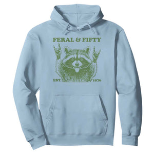 Raccoon 50th Birthday Hoodie Funny Feral And Fifty Vintage 1976 50 Year Old Gift
