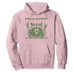 Raccoon 50th Birthday Hoodie Funny Feral And Fifty Vintage 1976 50 Year Old Gift
