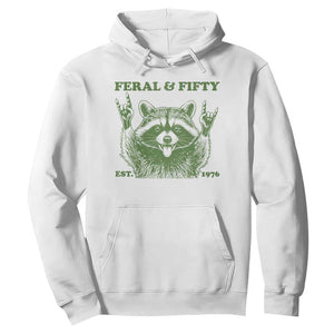 Raccoon 50th Birthday Hoodie Funny Feral And Fifty Vintage 1976 50 Year Old Gift