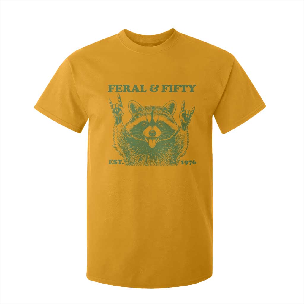 Raccoon 50th Birthday T Shirt For Kid Funny Feral And Fifty Vintage 1976 50 Year Old Gift