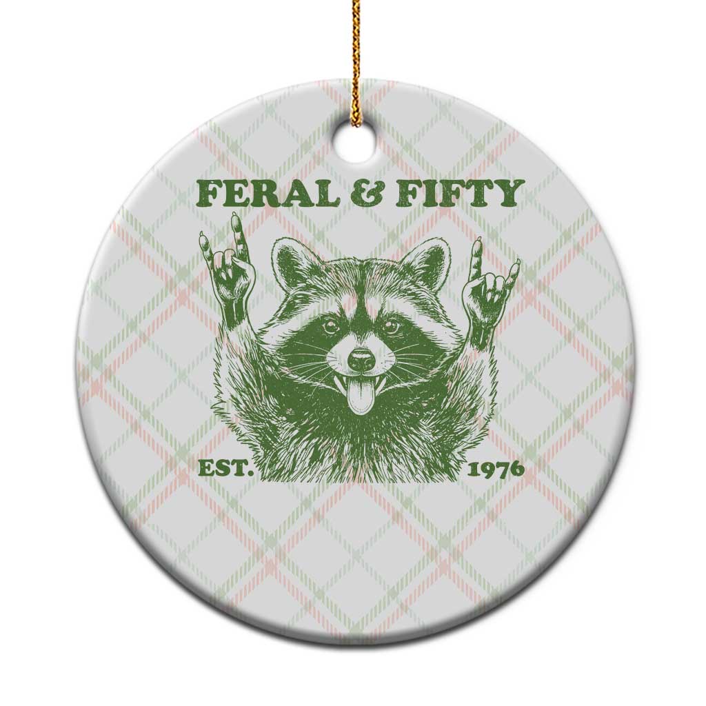 Raccoon 50th Birthday Ceramic Ornament Funny Feral And Fifty Vintage 1976 50 Year Old Gift