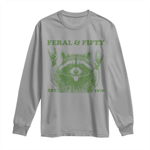 Raccoon 50th Birthday Long Sleeve Shirt Funny Feral And Fifty Vintage 1976 50 Year Old Gift