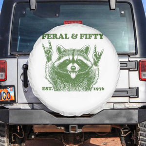 Raccoon 50th Birthday Spare Tire Cover Funny Feral And Fifty Vintage 1976 50 Year Old Gift TS10 No hole White Print Your Wear