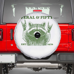 Raccoon 50th Birthday Spare Tire Cover Funny Feral And Fifty Vintage 1976 50 Year Old Gift TS10 White Print Your Wear