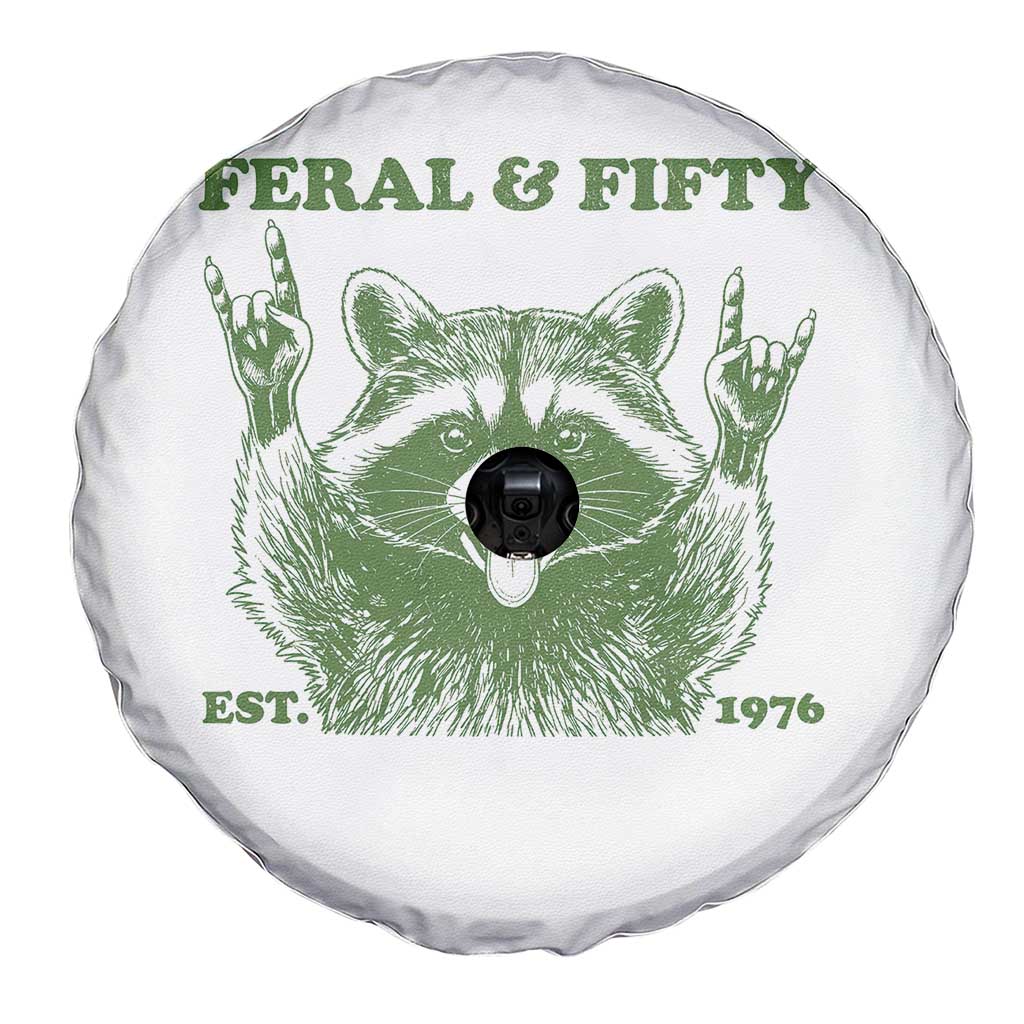 Raccoon 50th Birthday Spare Tire Cover Funny Feral And Fifty Vintage 1976 50 Year Old Gift TS10 Print Your Wear
