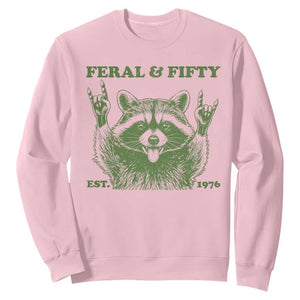 Raccoon 50th Birthday Sweatshirt Funny Feral And Fifty Vintage 1976 50 Year Old Gift
