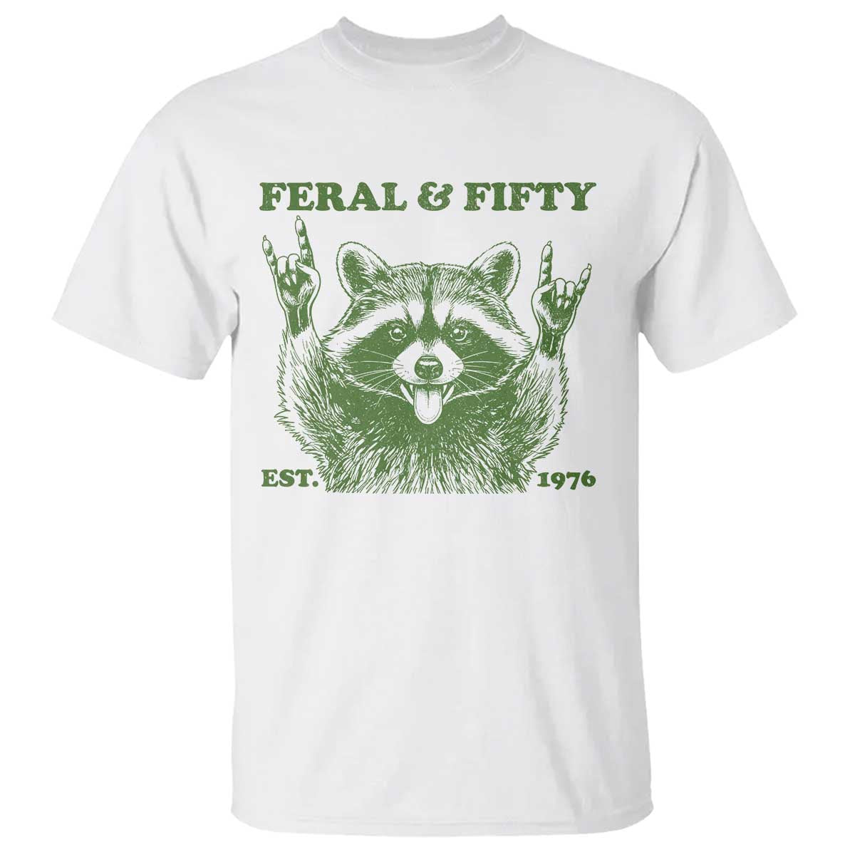 Raccoon 50th Birthday T Shirt Funny Feral And Fifty Vintage 1976 50 Year Old Gift