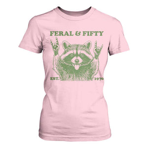 Raccoon 50th Birthday T Shirt For Women Funny Feral And Fifty Vintage 1976 50 Year Old Gift