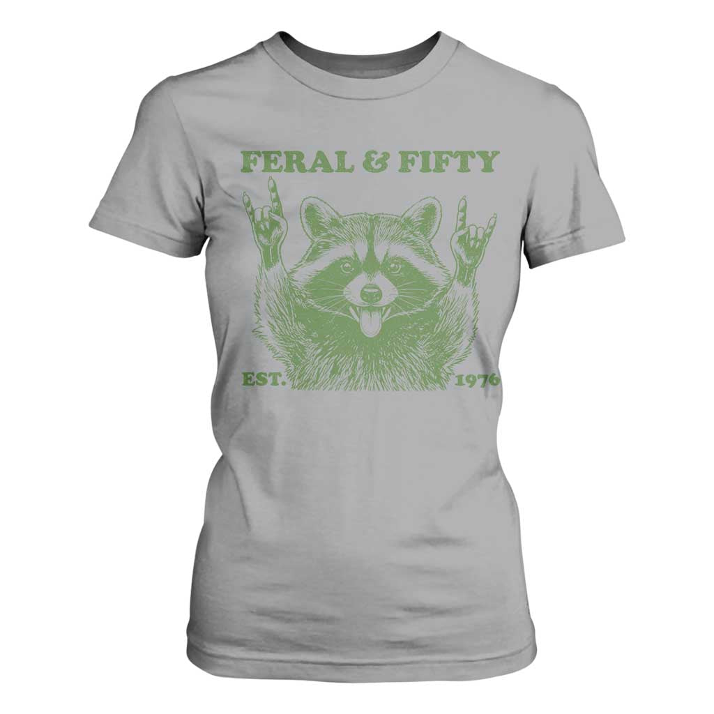 Raccoon 50th Birthday T Shirt For Women Funny Feral And Fifty Vintage 1976 50 Year Old Gift