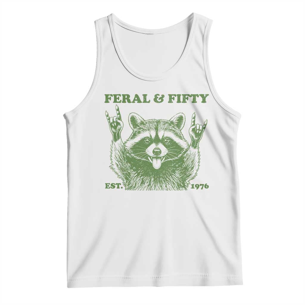 Raccoon 50th Birthday Tank Top Funny Feral And Fifty Vintage 1976 50 Year Old Gift