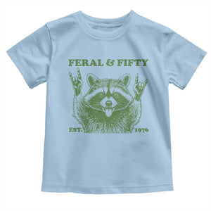 Raccoon 50th Birthday Toddler T Shirt Funny Feral And Fifty Vintage 1976 50 Year Old Gift