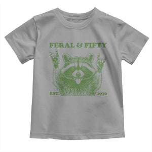 Raccoon 50th Birthday Toddler T Shirt Funny Feral And Fifty Vintage 1976 50 Year Old Gift