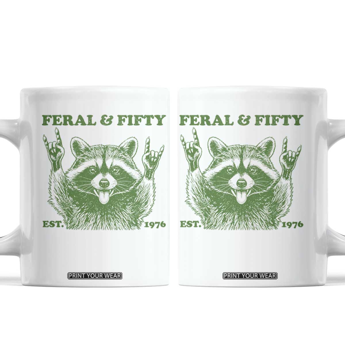 Raccoon 50th Birthday Coffee Mug Funny Feral And Fifty Vintage 1976 50 Year Old Gift