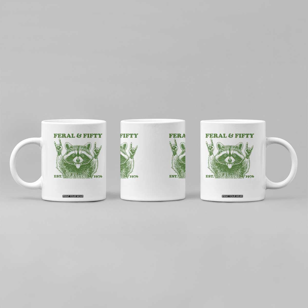Raccoon 50th Birthday Coffee Mug Funny Feral And Fifty Vintage 1976 50 Year Old Gift