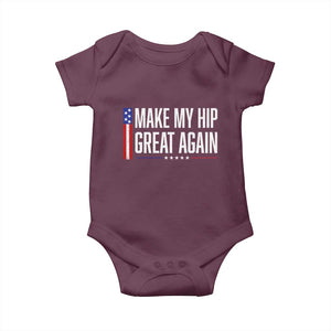 Make My Hip Great Again Funny Broken Hip Surgery Recovery Baby Onesie Vintage USA Flag Patriotic