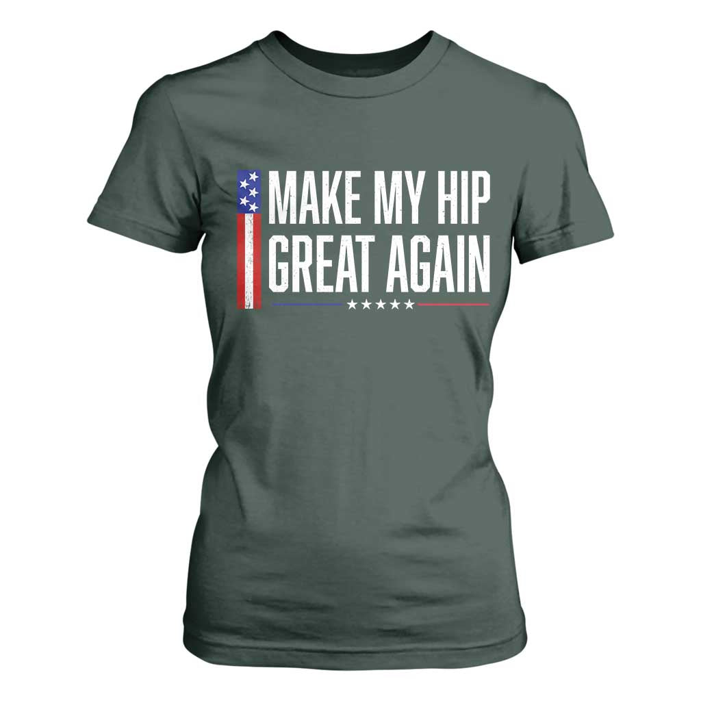 Make My Hip Great Again Funny Broken Hip Surgery Recovery T Shirt For Women Vintage USA Flag Patriotic