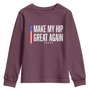 Make My Hip Great Again Funny Broken Hip Surgery Recovery Youth Sweatshirt Vintage USA Flag Patriotic