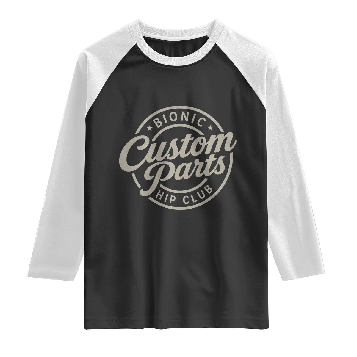 Bionic Hip Club Custom Parts Funny Hip Replacement Surgery Gift Raglan Shirt