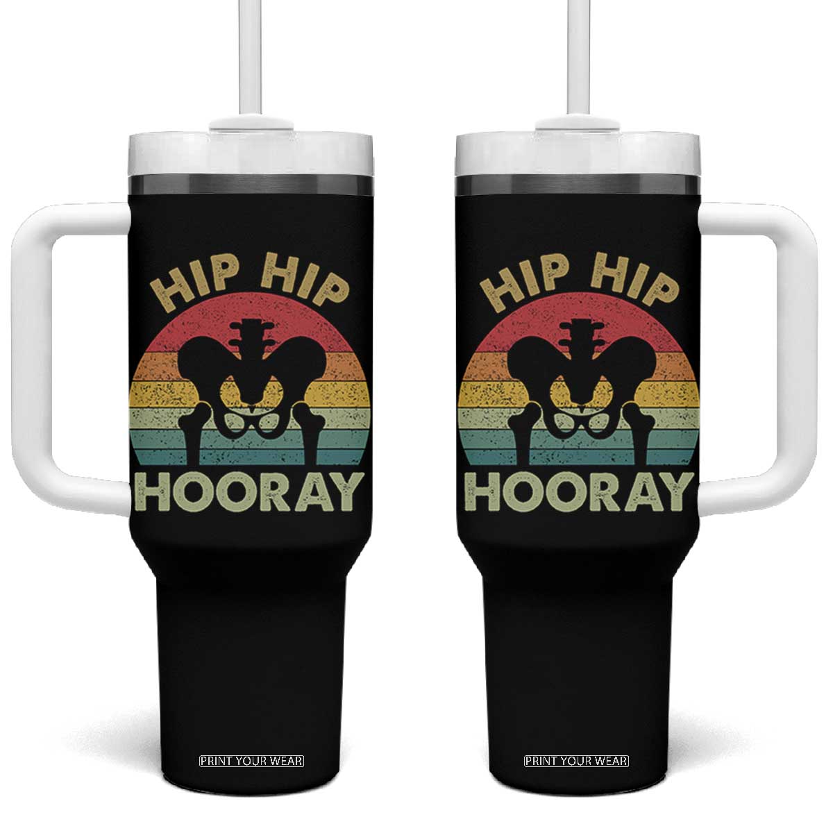 Hip Replacement Recovery Tumbler With Handle Get Well Soon Gifts After Surgery TS10 One Size: 40 oz Black Print Your Wear