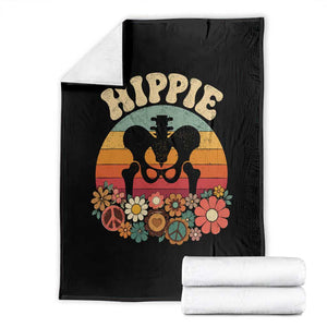 Hip Replacement Recovery Throw Blanket Hippie 70s Retro Sunset Floral Anatomy Graphic