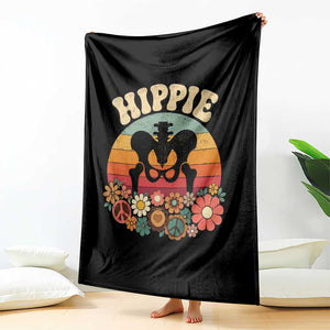 Hip Replacement Recovery Throw Blanket Hippie 70s Retro Sunset Floral Anatomy Graphic